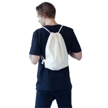 Sac à cordon avec imprimé, noir 140 g