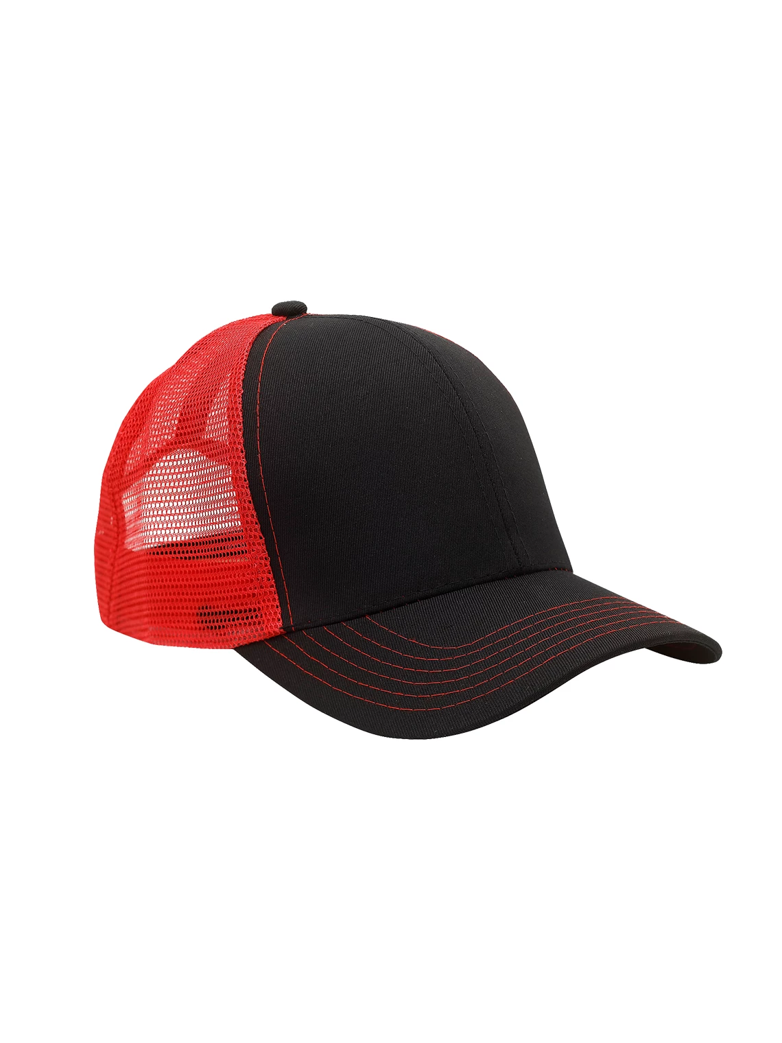 DECKY Baseball Cap With Sandwich Visor - Red & Black Adjustable Hat - View #10